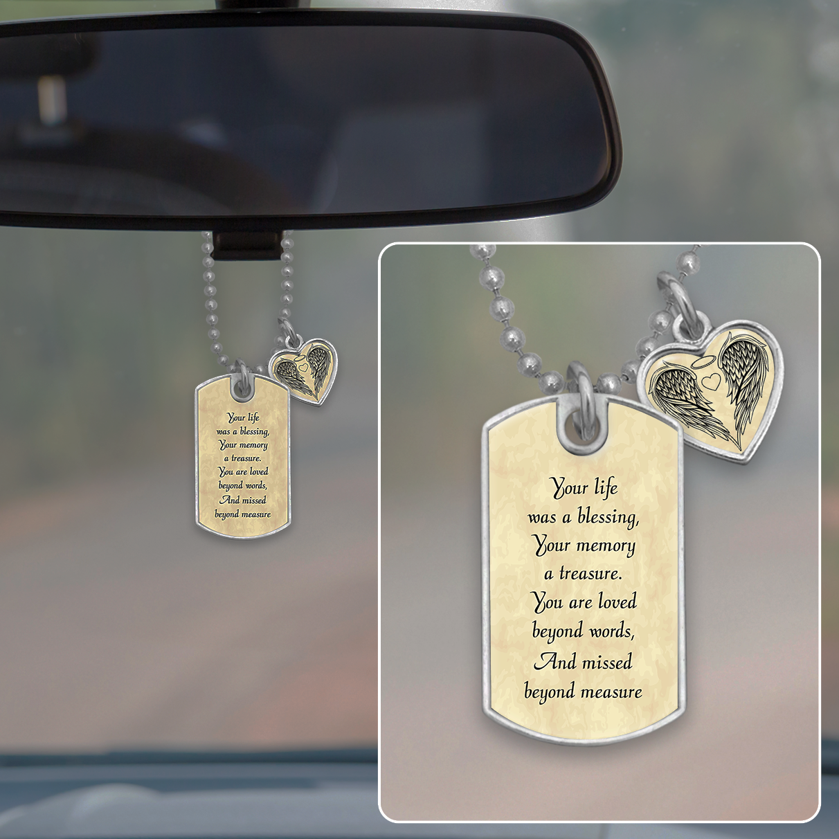 Missed Beyond Measure Dog Tag Rearview Mirror Charm - Brave New Look product image