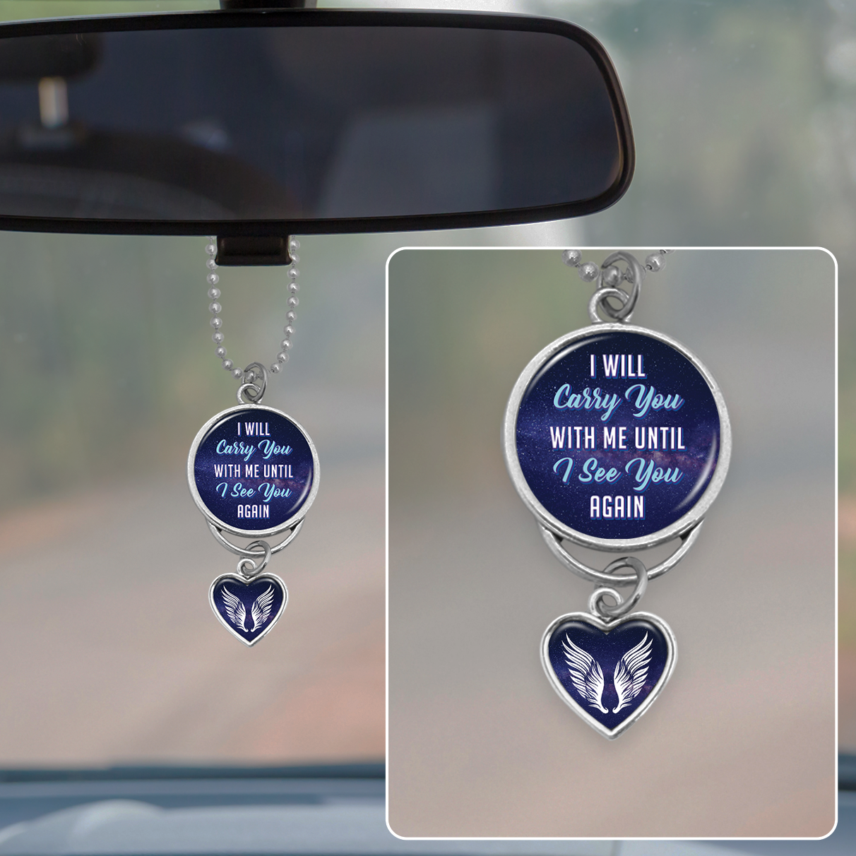 Carry You With Me Dark Sky Rearview Mirror Charm - Brave New Look product image