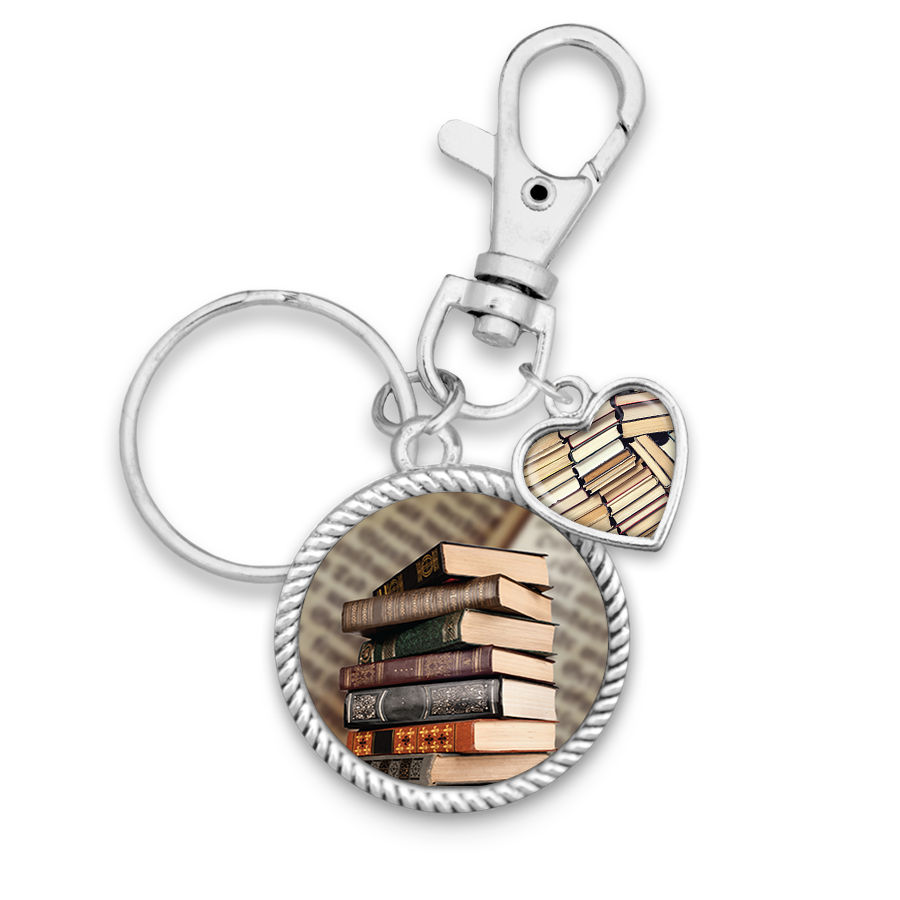 Old Books Charm Key Chain