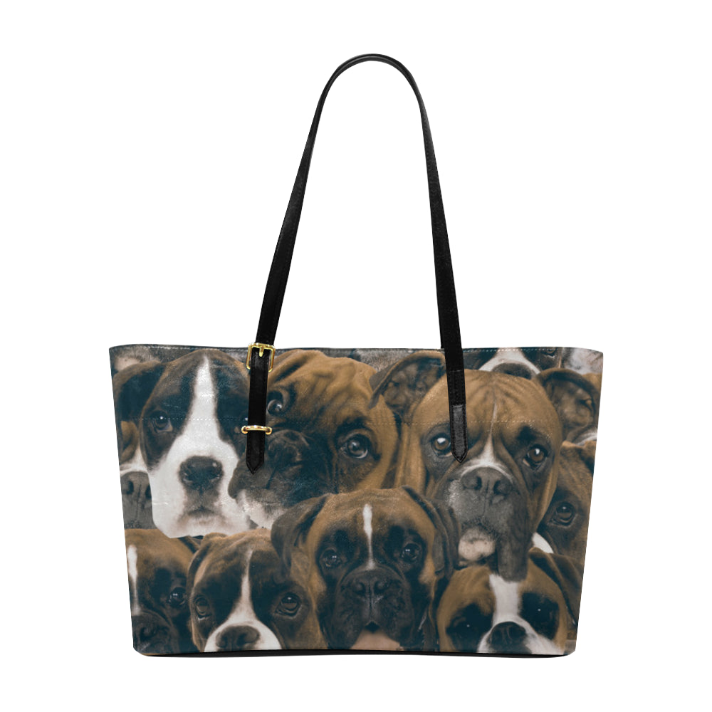 Boxers on Boxers on Boxers Leather Tote Bag