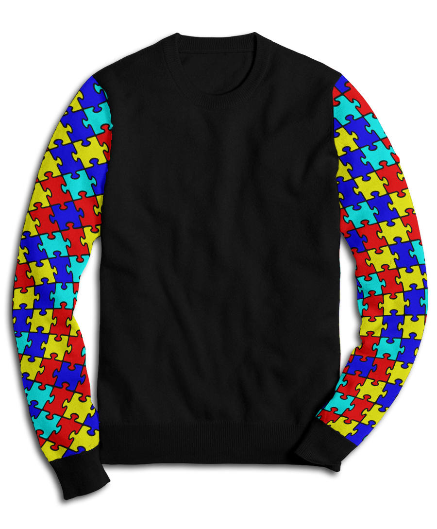 Autism Puzzle Sleeves Fleece Sweatshirt