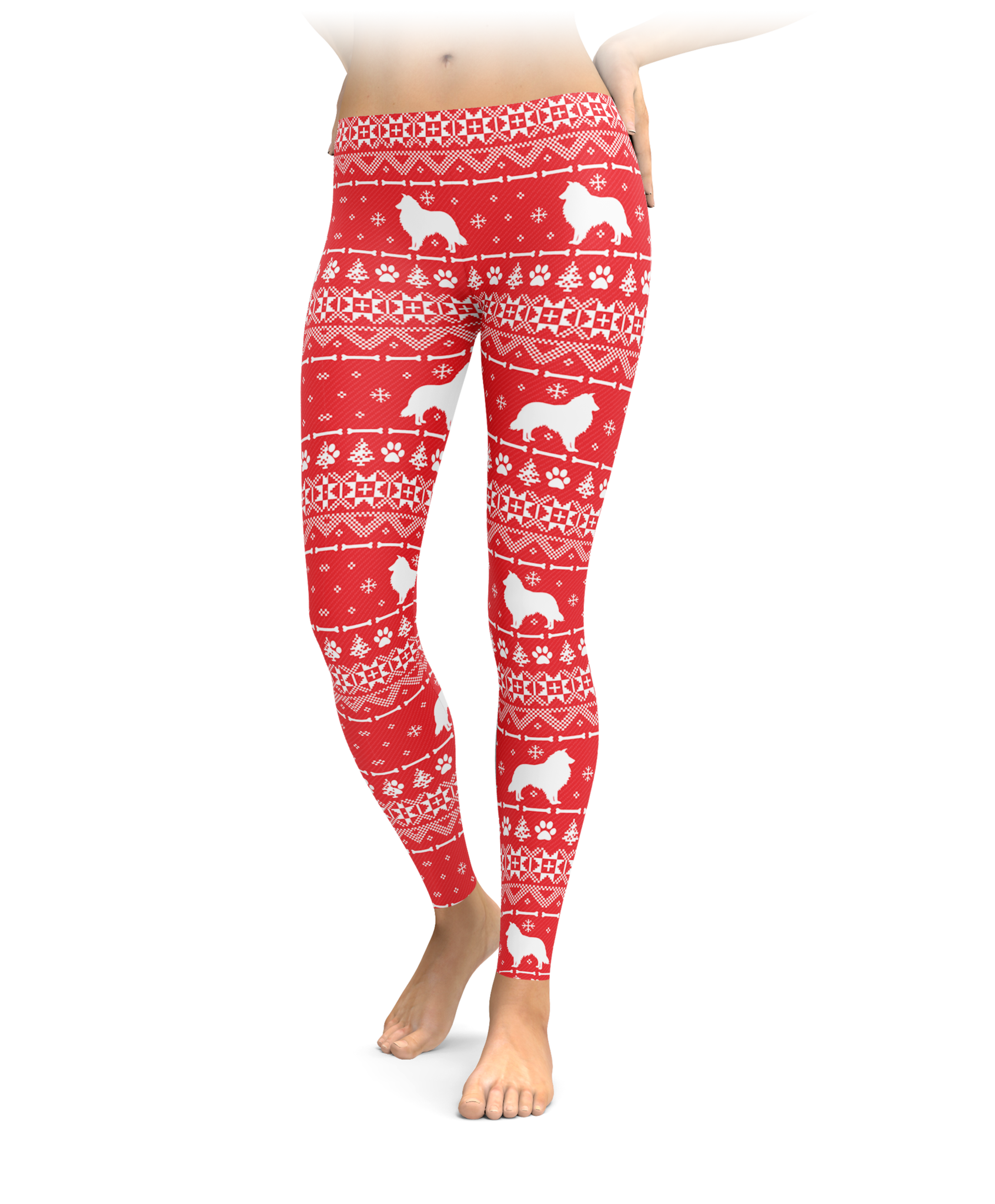 Nordic Sheltie Leggings - Red