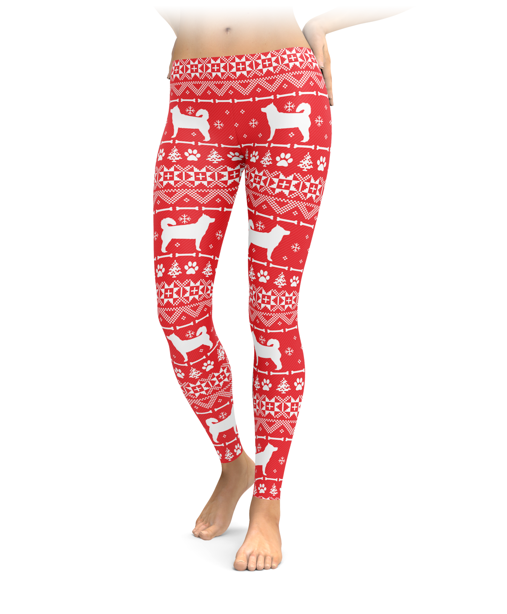 Red Husky Holiday Leggings