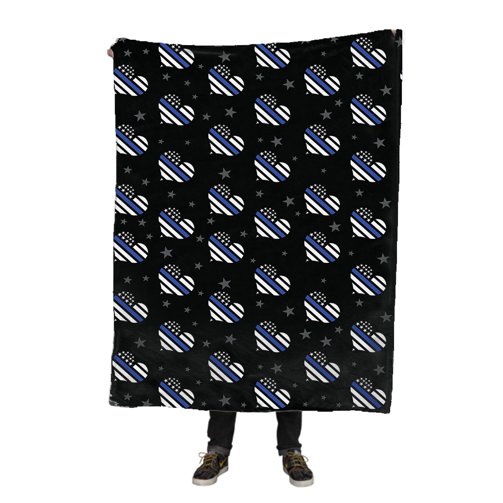 Thin Blue Line Hearts Fleece Blanket Brave New Look