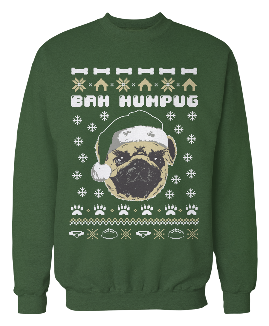 Bah Humpug Pug Ugly Christmas Sweater Holidays