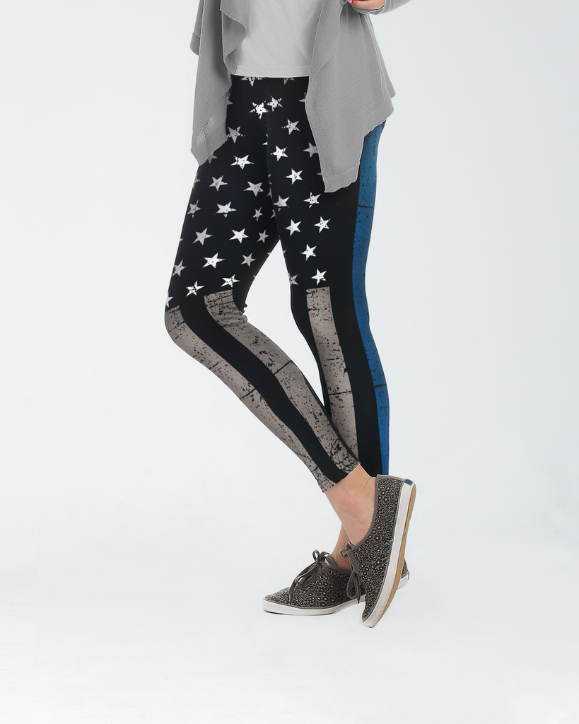 thin blue line workout leggings