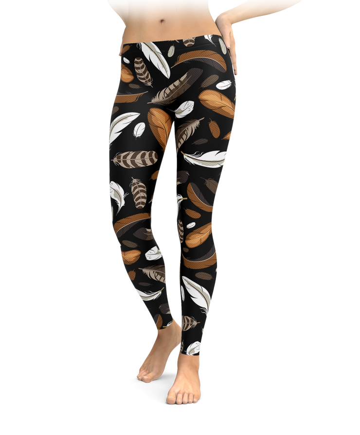 brown and white leggings