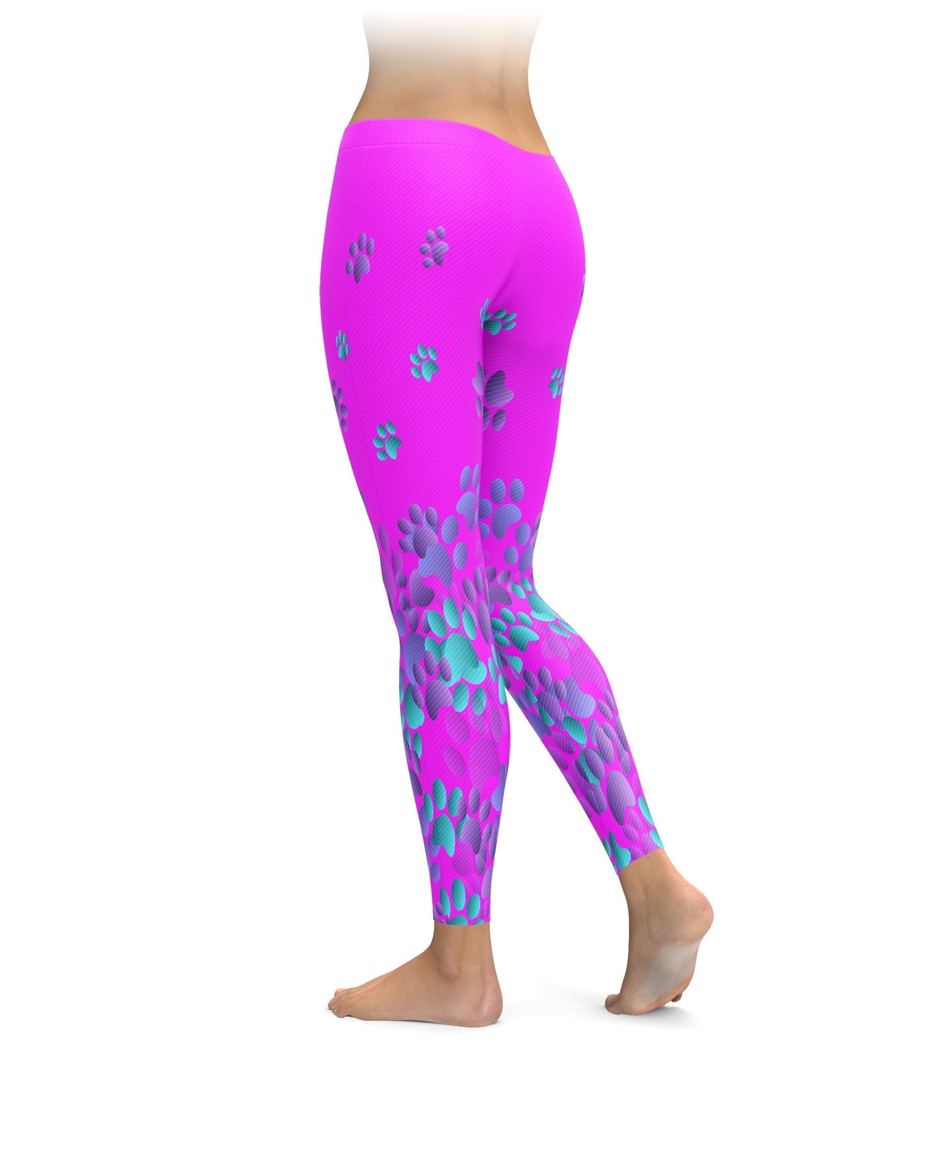 Neon Pink Paw Print Leggings – Brave New Look