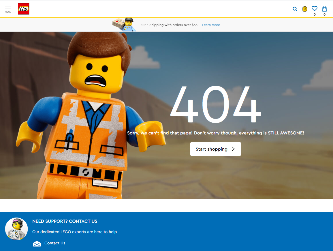 LEGO 404 Page Example