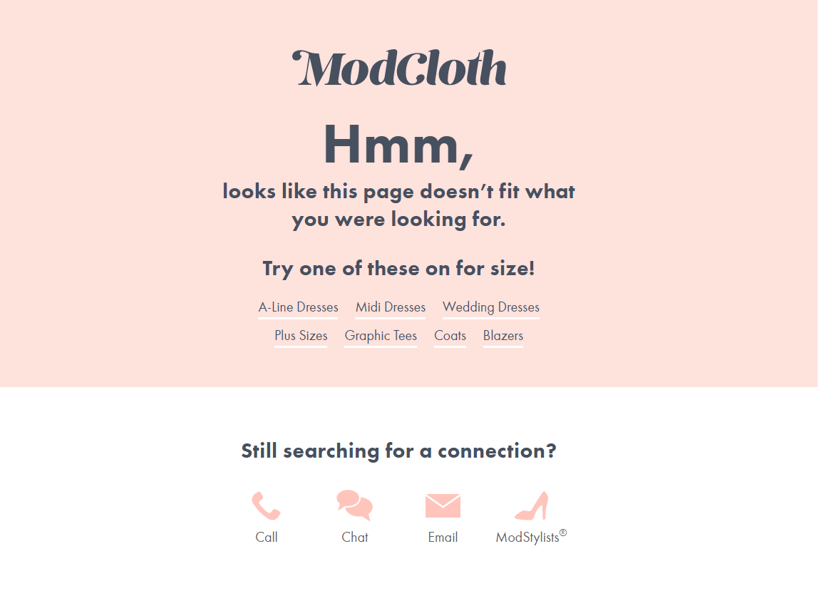 ModCloth 404 Page Example