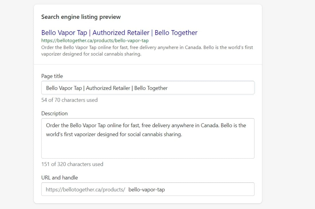 Shopify SEO Meta Data