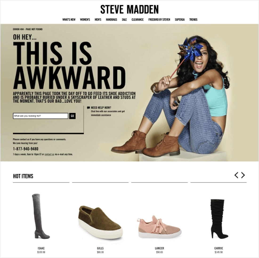 Steven Madden 404 Page Example