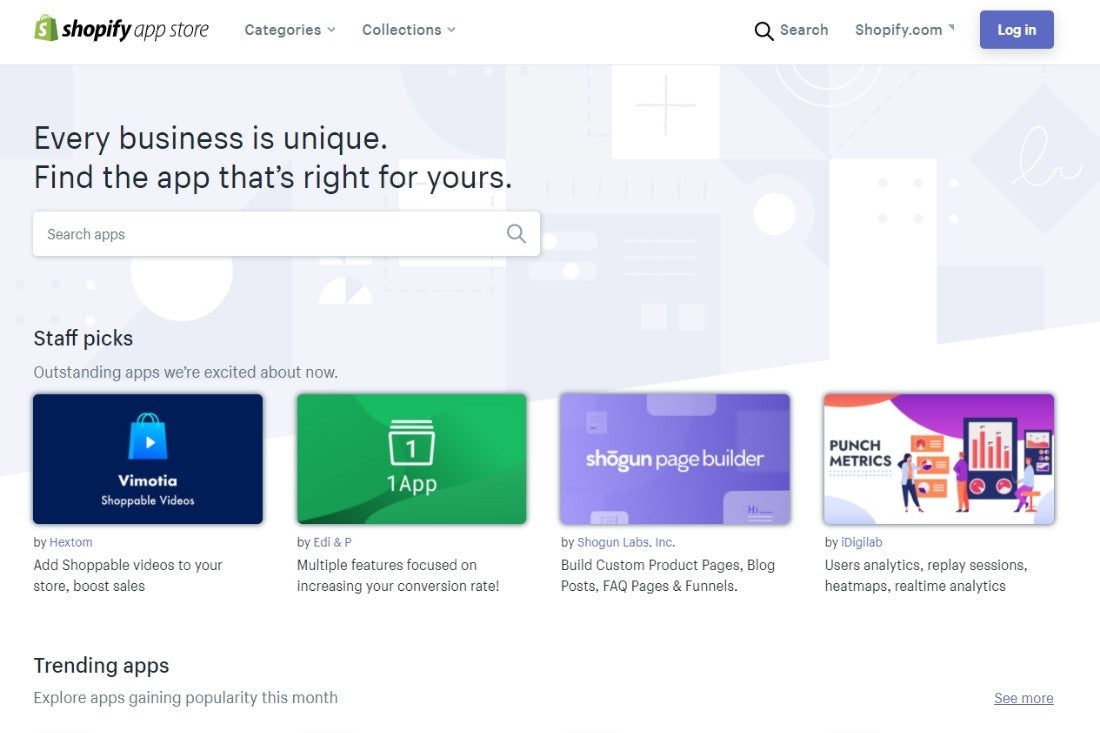 Shopify app store