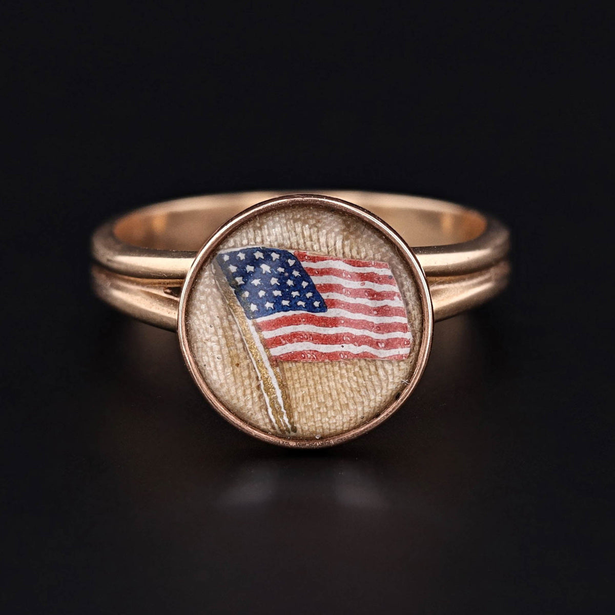 Antique American Flag Conversion Ring of 14k Gold - Trademark Antiques