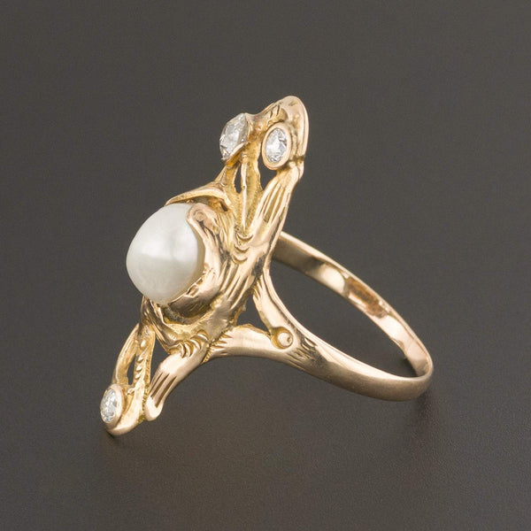 Antique Pearl Ring | Pearl & Diamond Ring - Trademark Antiques