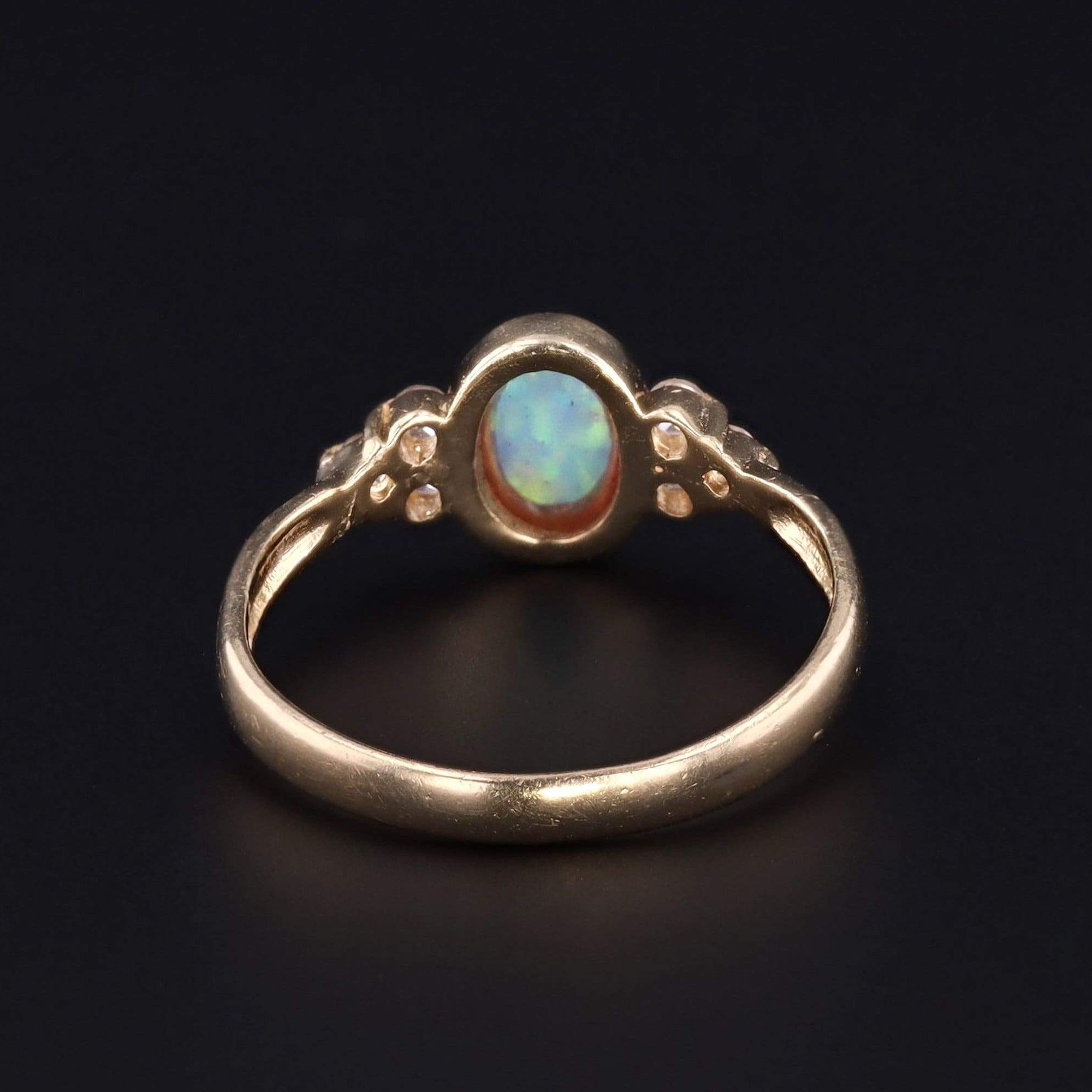Vintage Opal & Diamond Ring | 14k Gold Opal Ring - Trademark Antiques
