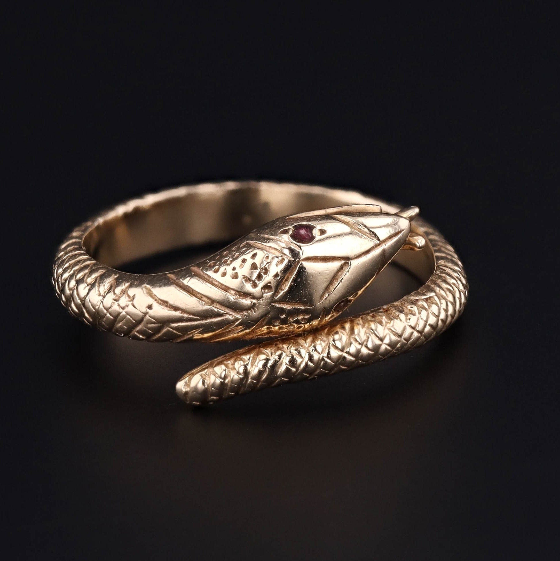 14k Gold Snake Ring | Vintage 14k Gold Snake Ring - Trademark Antiques
