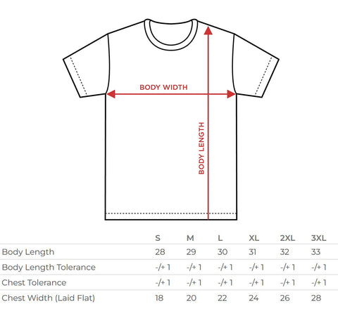 tee shirt size chart