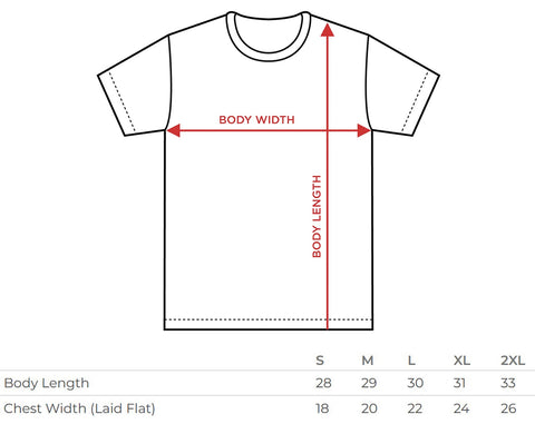 tee shirt size chart