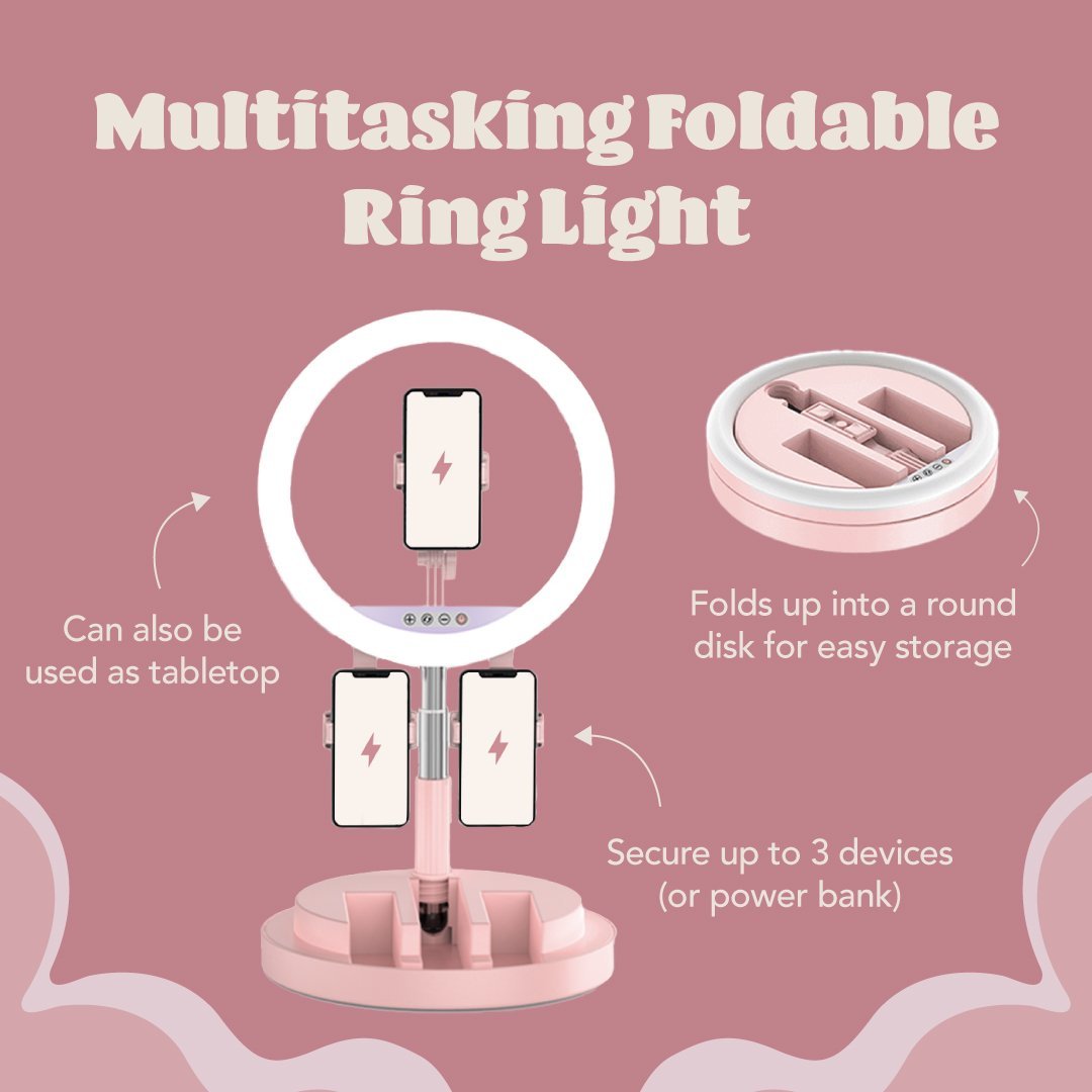 Multitasking Foldable Ring Light (3 Phone Holders)-image-4