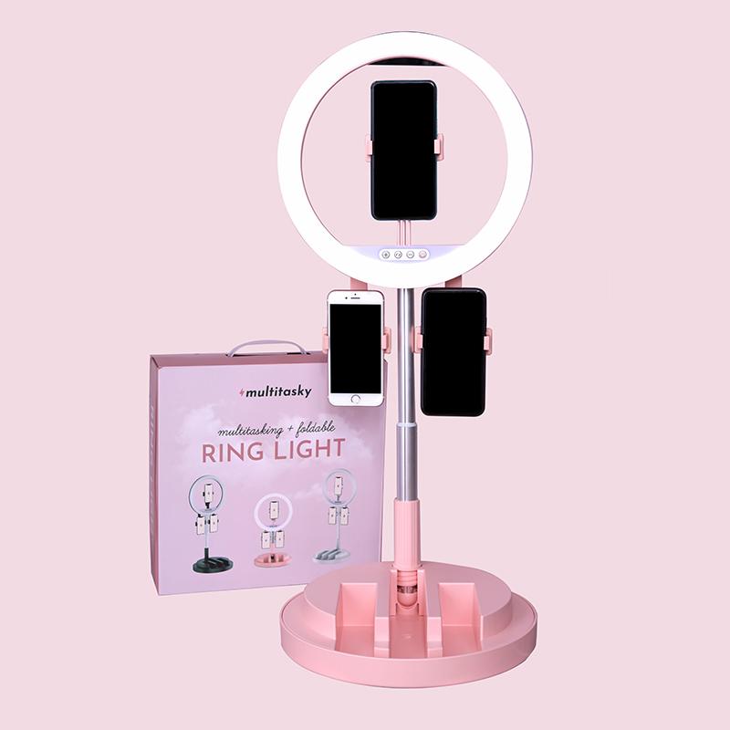 Multitasking Foldable Ring Light (3 Phone Holders)-image-1