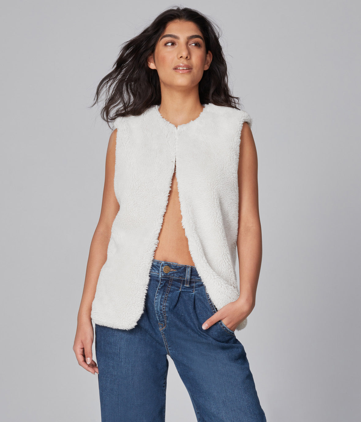 White Sherpa Reversible Vest for Women