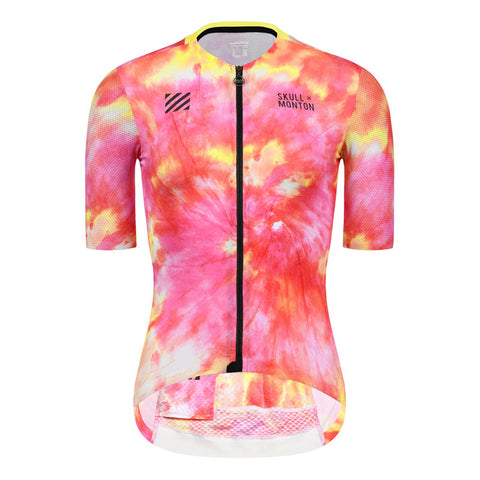 Skull Monton Short Sleeve Cycling Jersey Womens Rainbow Blue *