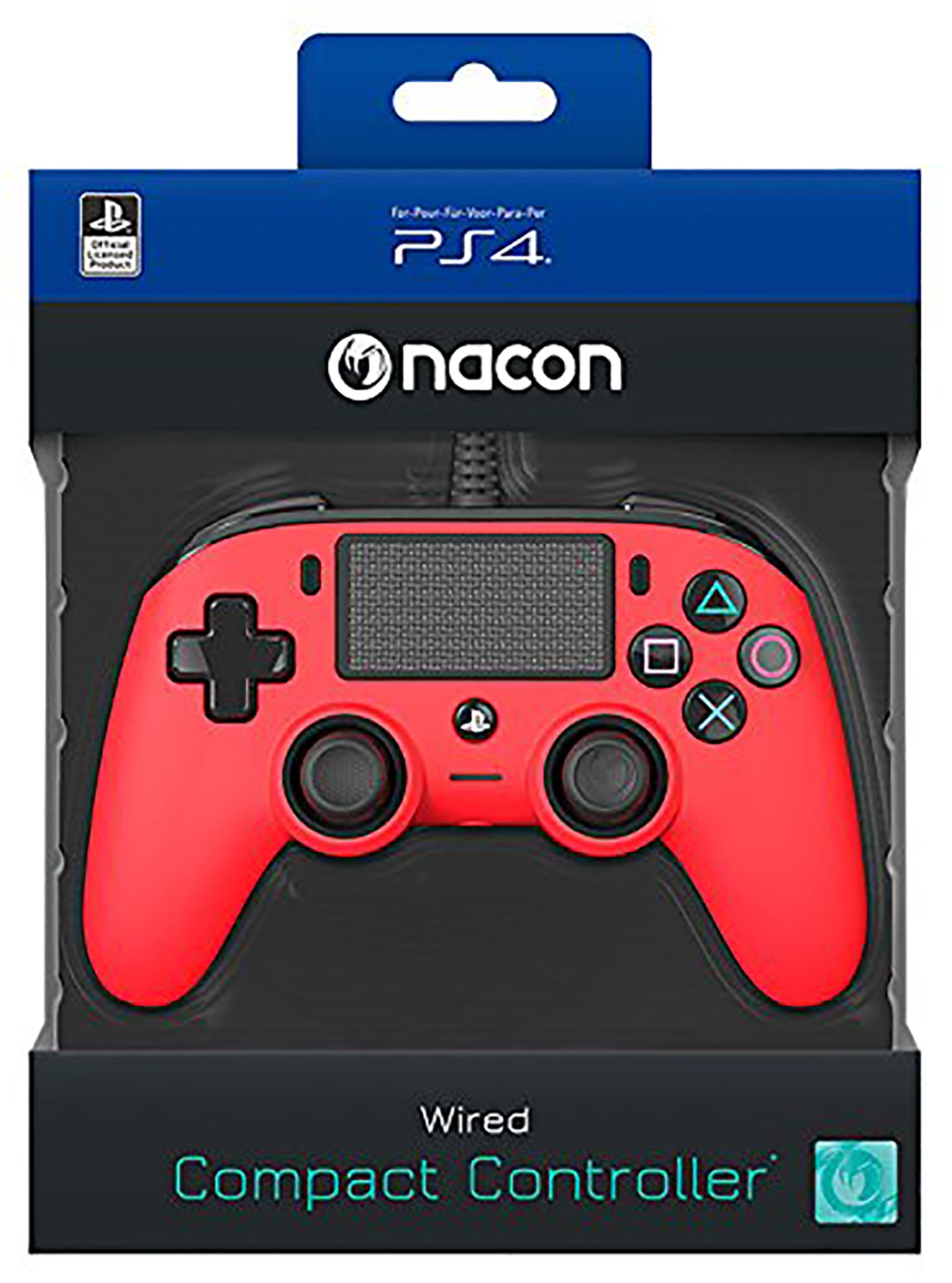 Image of PlayStation Licensed Nacon PS4 Compact Wired Controller Red