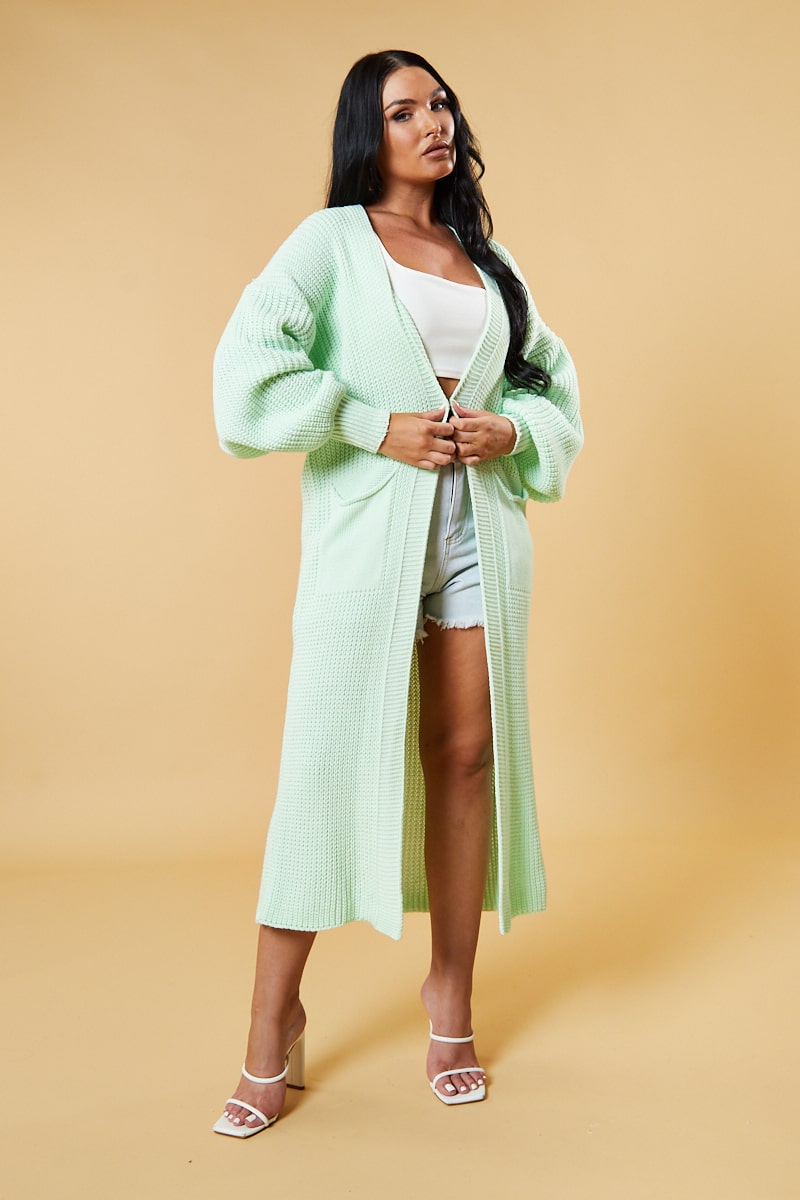 Mint Longline Knit Maxi Cardigan - Ema - One Size