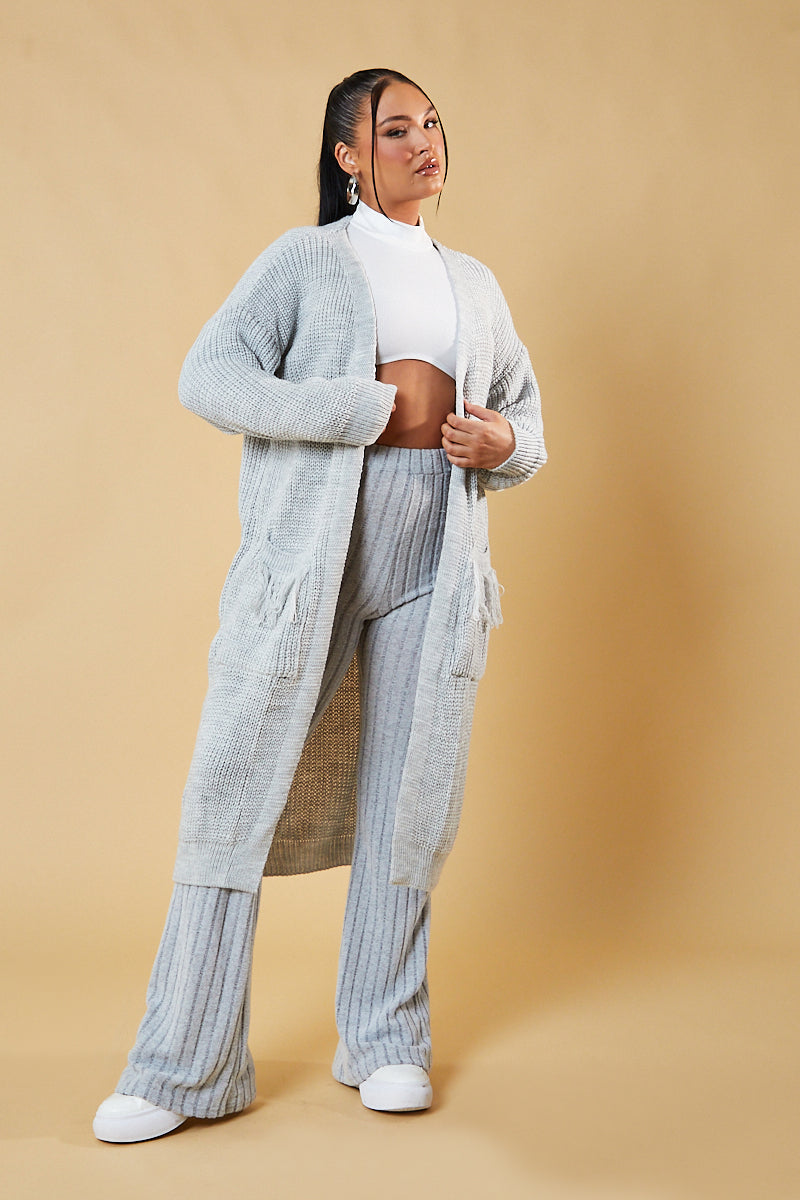 Grey Edge To Edge Longline Cardigan - Doris - One Size