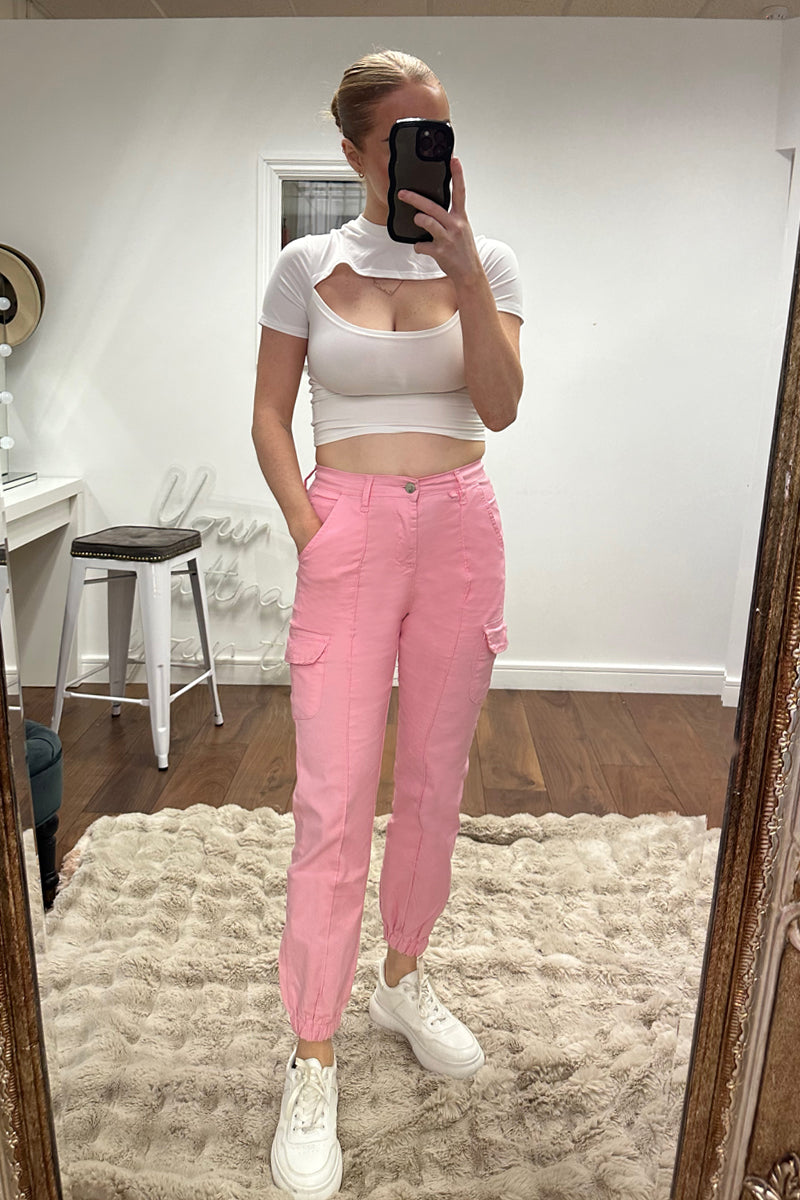 Pink Cuffed Cargo Trousers - Genesis - Size 10