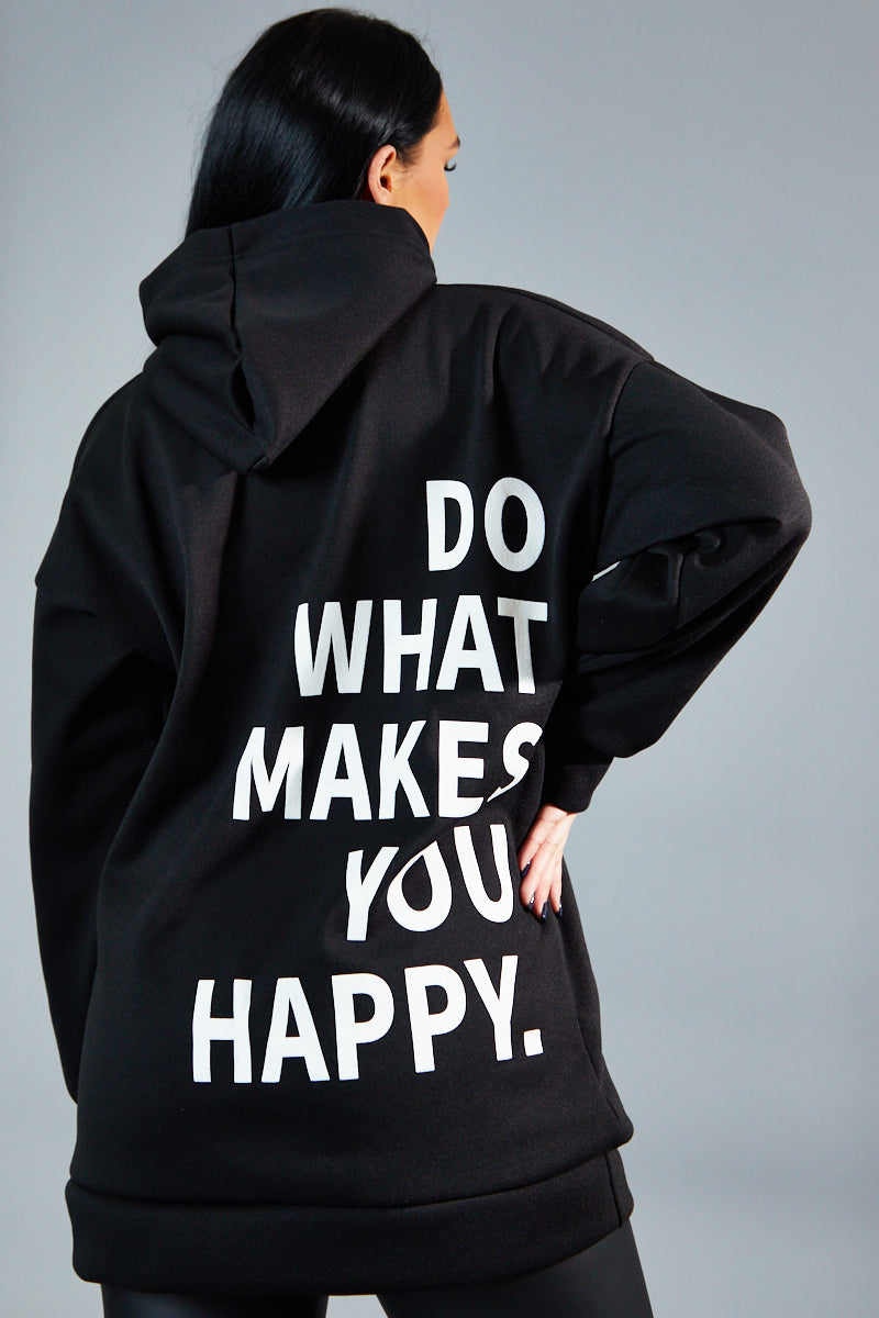 Black Oversized Printed Back Hoodie - Asahi - Size 8