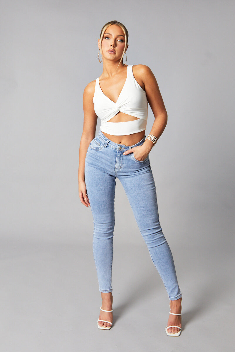 Light Blue High Waist Skinny Jeans - Nixi - Size 10