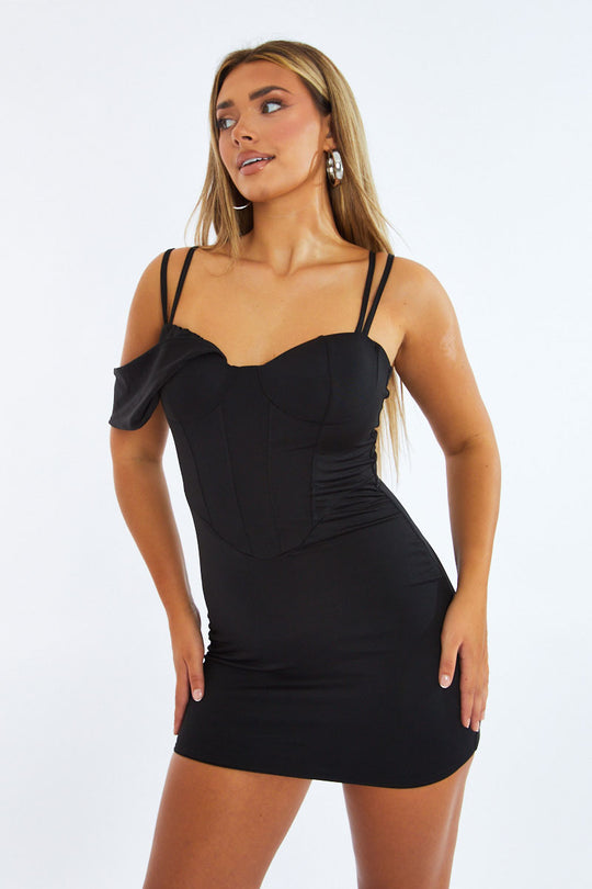 Rebellious Fashion ribbed midi dress with waist and hip cut outs in black