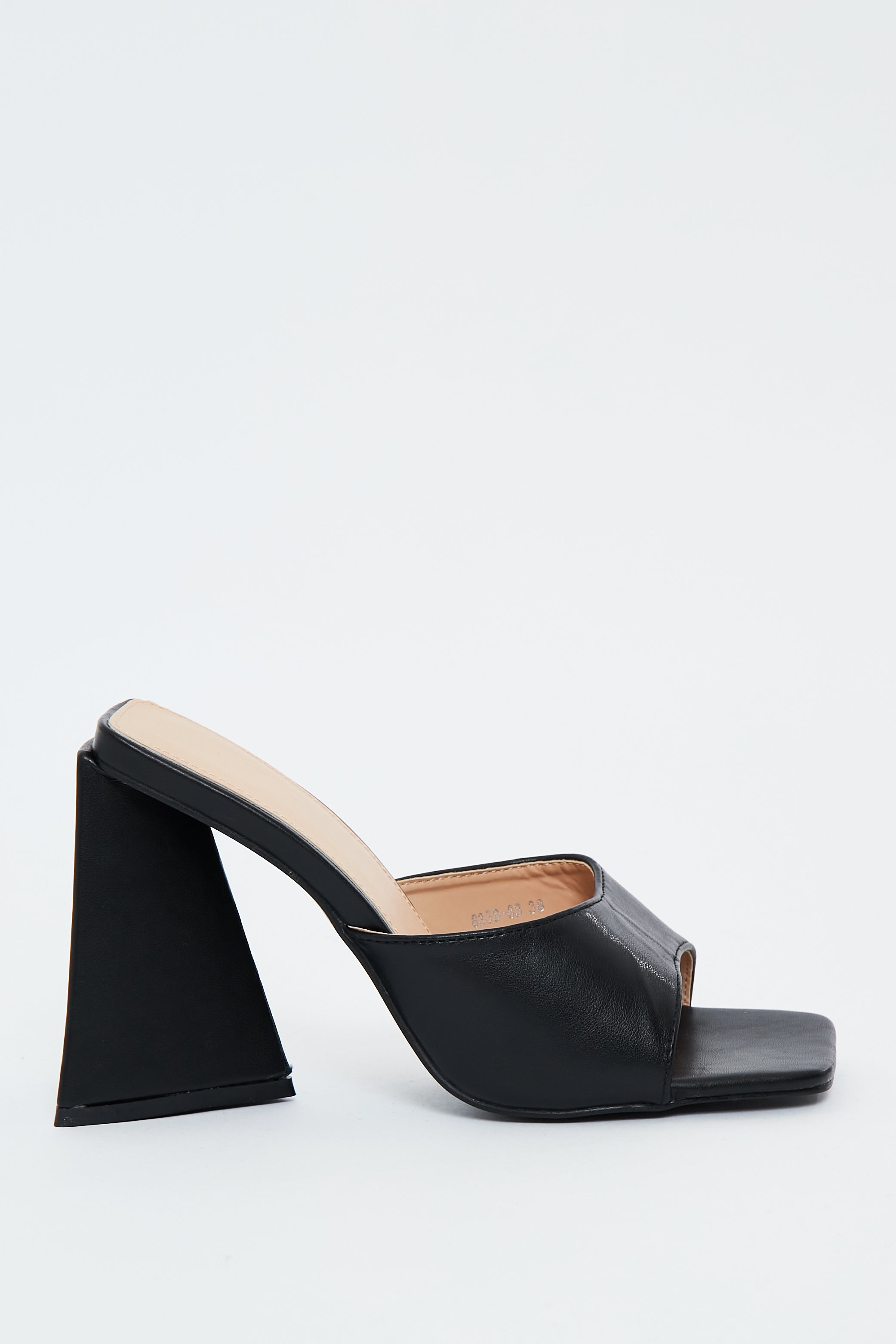 Black Square Toe Chunky Block Mules - Maicy - Size UK 6 / US 8 / EU 39