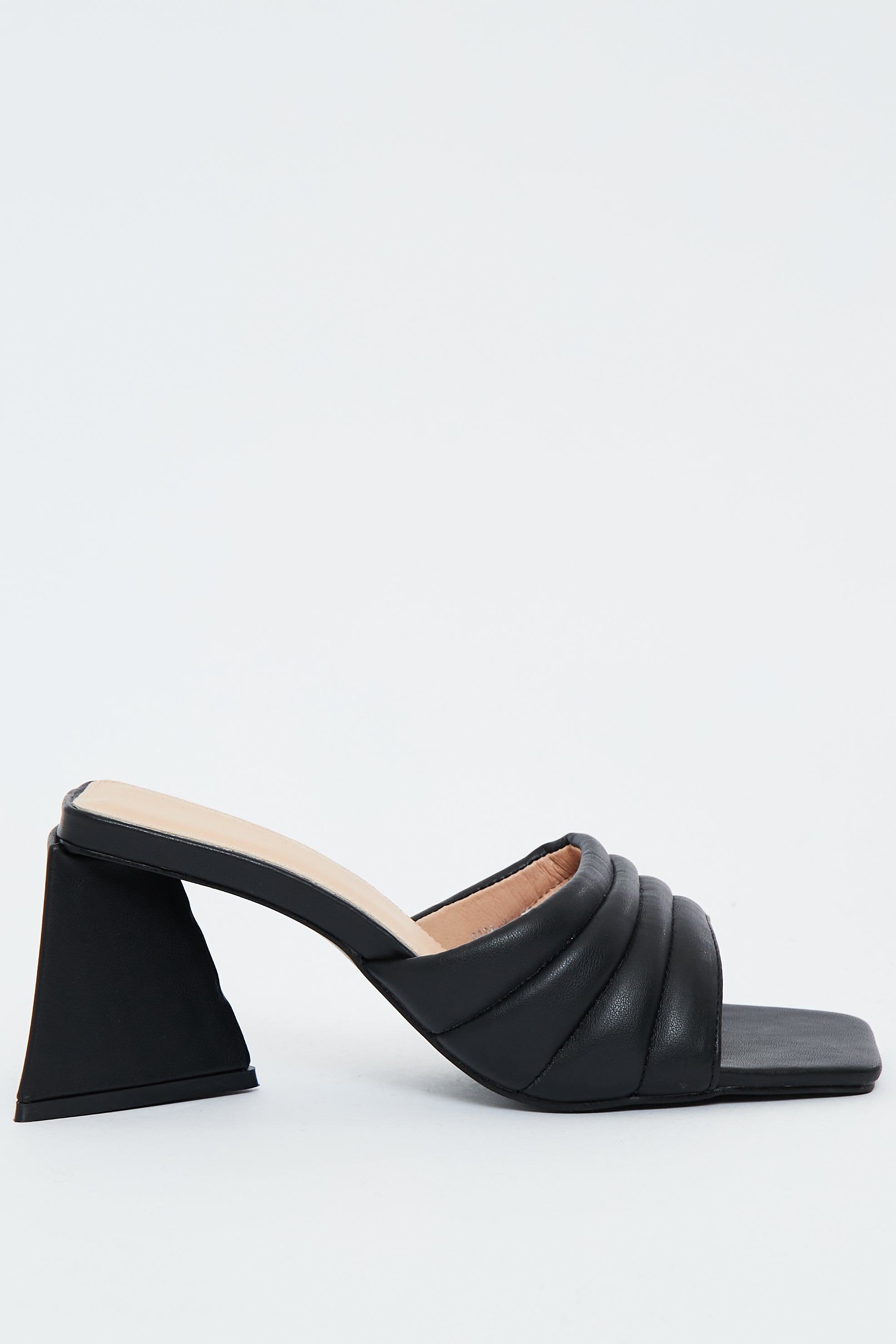 Black Padded Look Mules - Uma - Size UK 3/ US 5 / EU 36