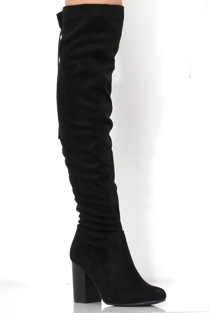 Amelia Black Suede Tassel Boots