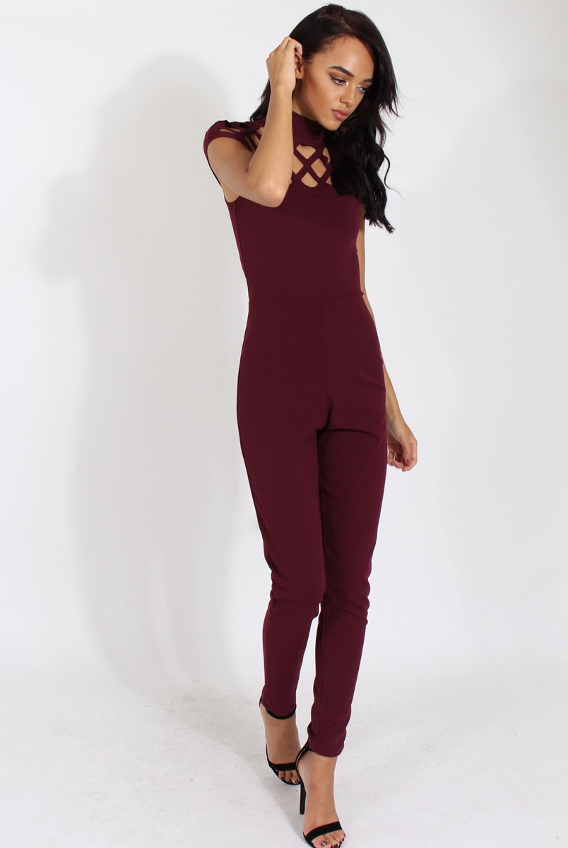 Aubergine Cage Detail Jumpsuit - Aurelia