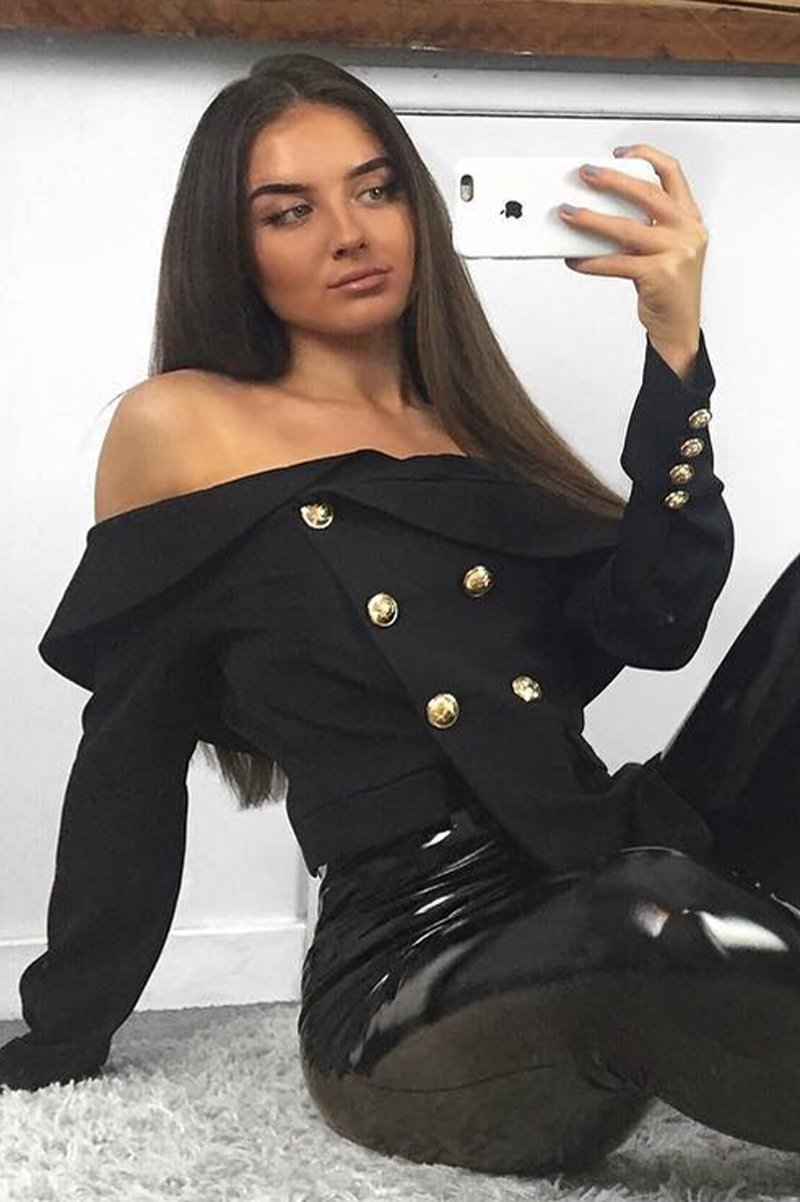 Black Bardot Blazer Top - Abbigail