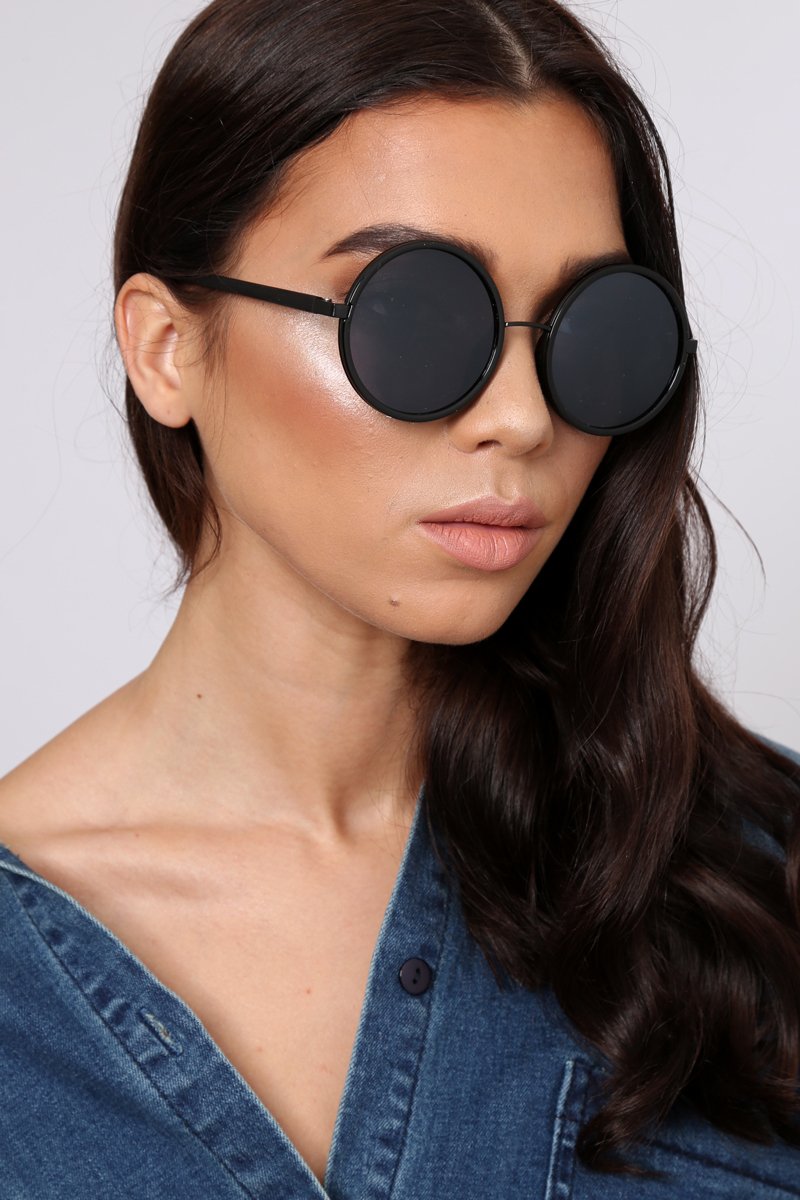 Black Circle Frame Sunglasses - Devlynn