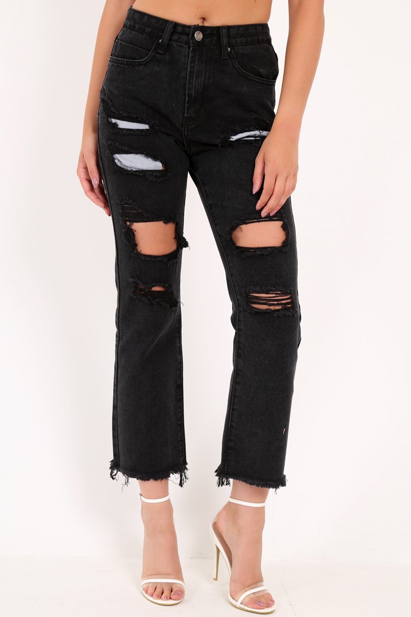 Black Extreme Distressed Jeans - Isaly