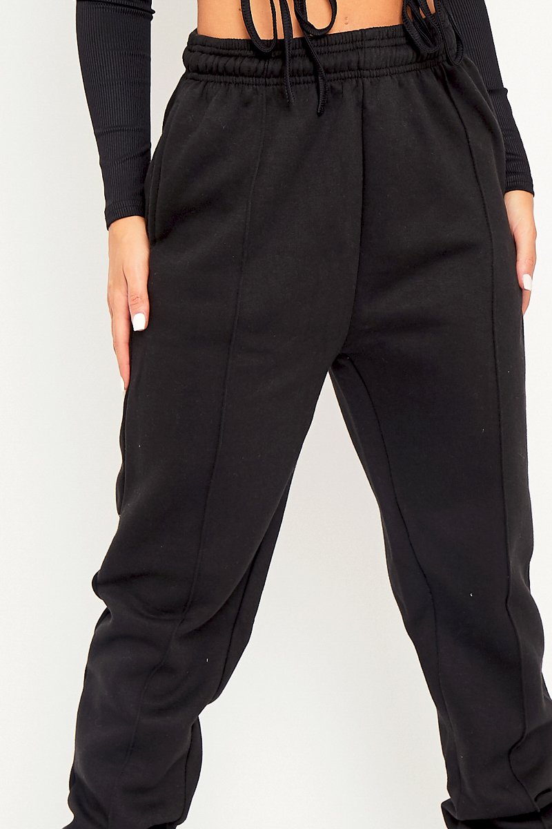 Black Front Piping Joggers - Jordyn