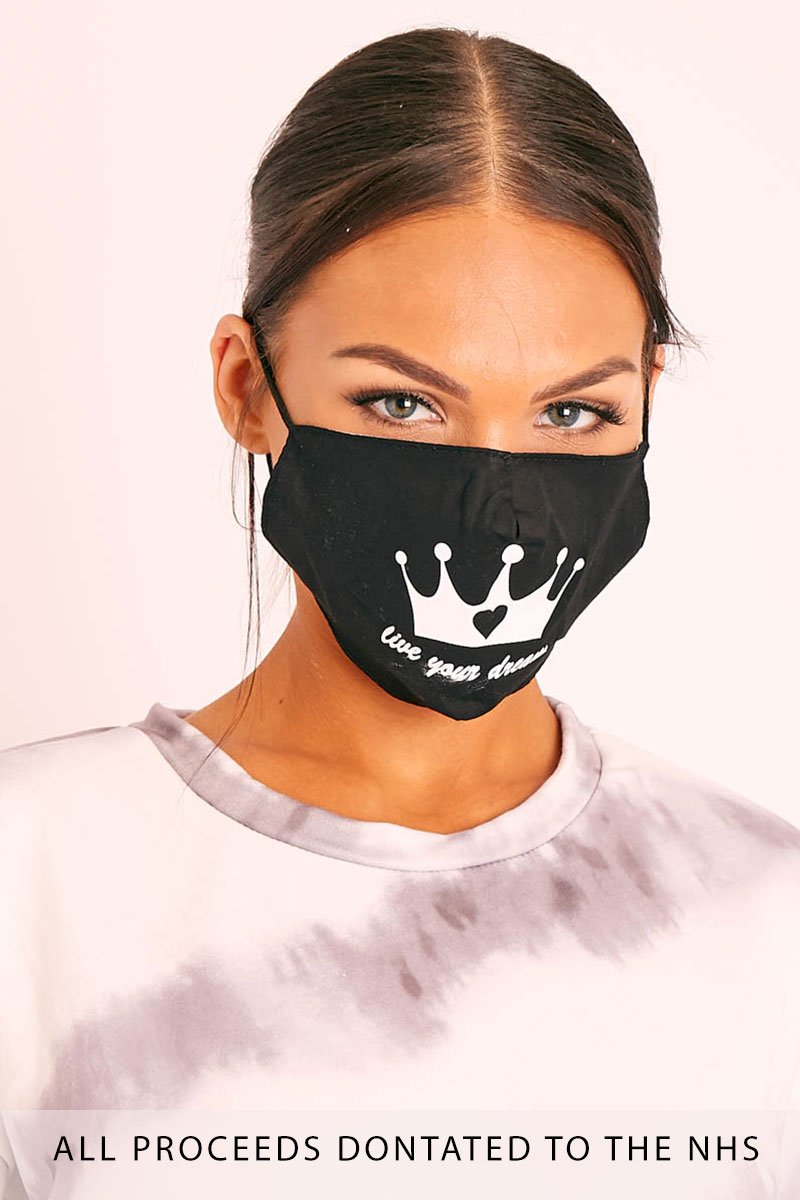 Black Live Your Dream Slogan Face Mask - Aalani - One Size