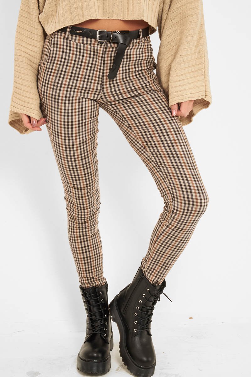 River Island Red check belted tapered trousers  Trouser pants women Tapered  trousers Trousers women