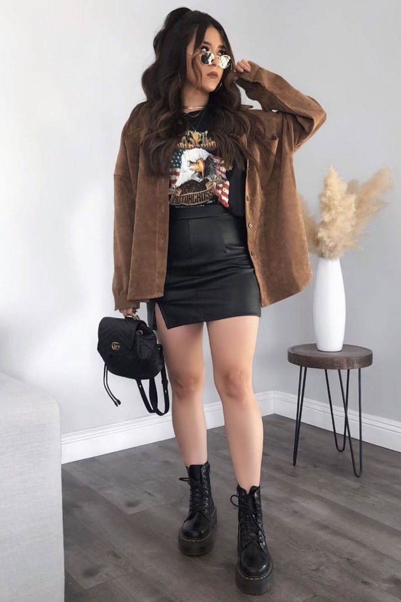 Brown Oversized Fit Corduroy Shirt - Brina - Size 6