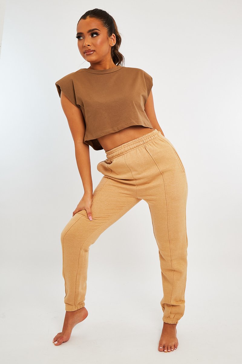 Camel Front Piping Joggers - Jordyn - Size 10
