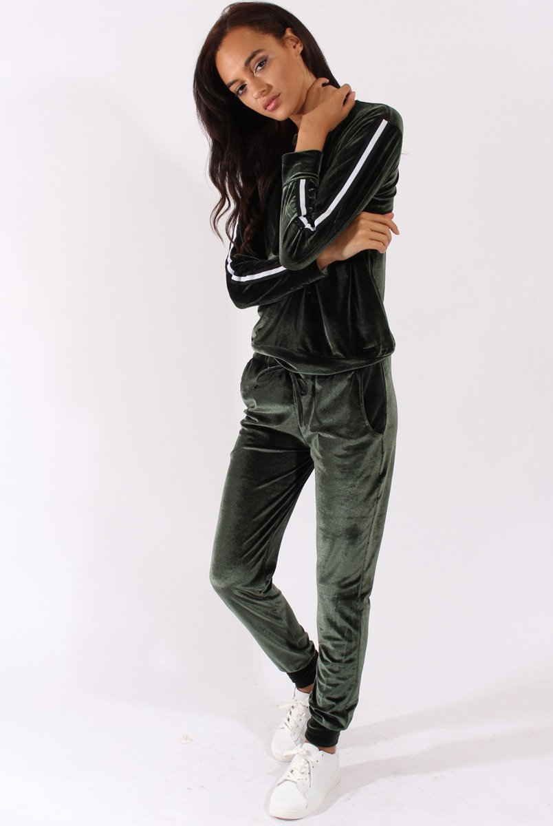 Green Velvet Stripe Tracksuit - Armani – Rebellious Fashion