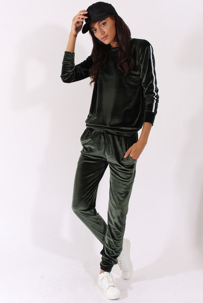 Green Velvet Stripe Tracksuit - Armani – Rebellious Fashion