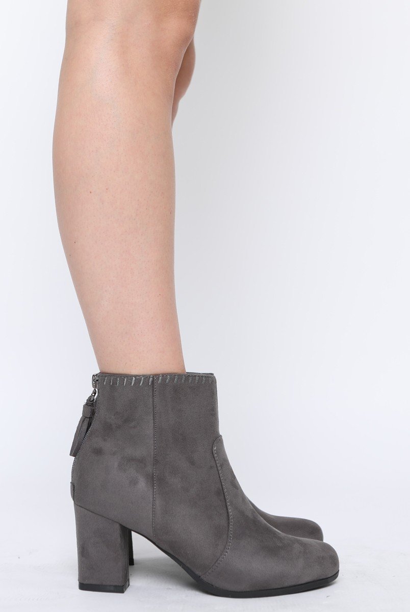 grey tassel boots