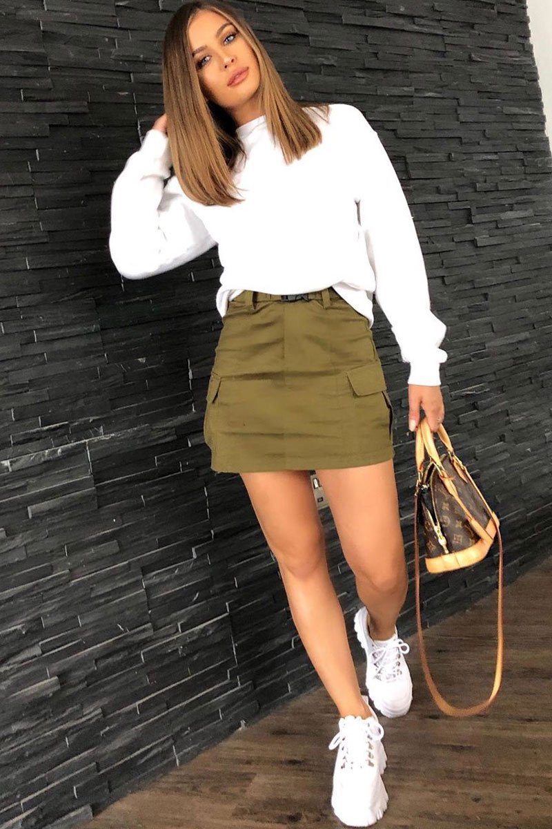 khaki skirt mini